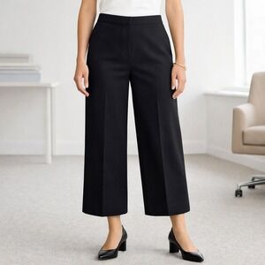 Ann Taylor Factory Cropped Wide Leg Dress Pants Black Women's 10 Career Chic